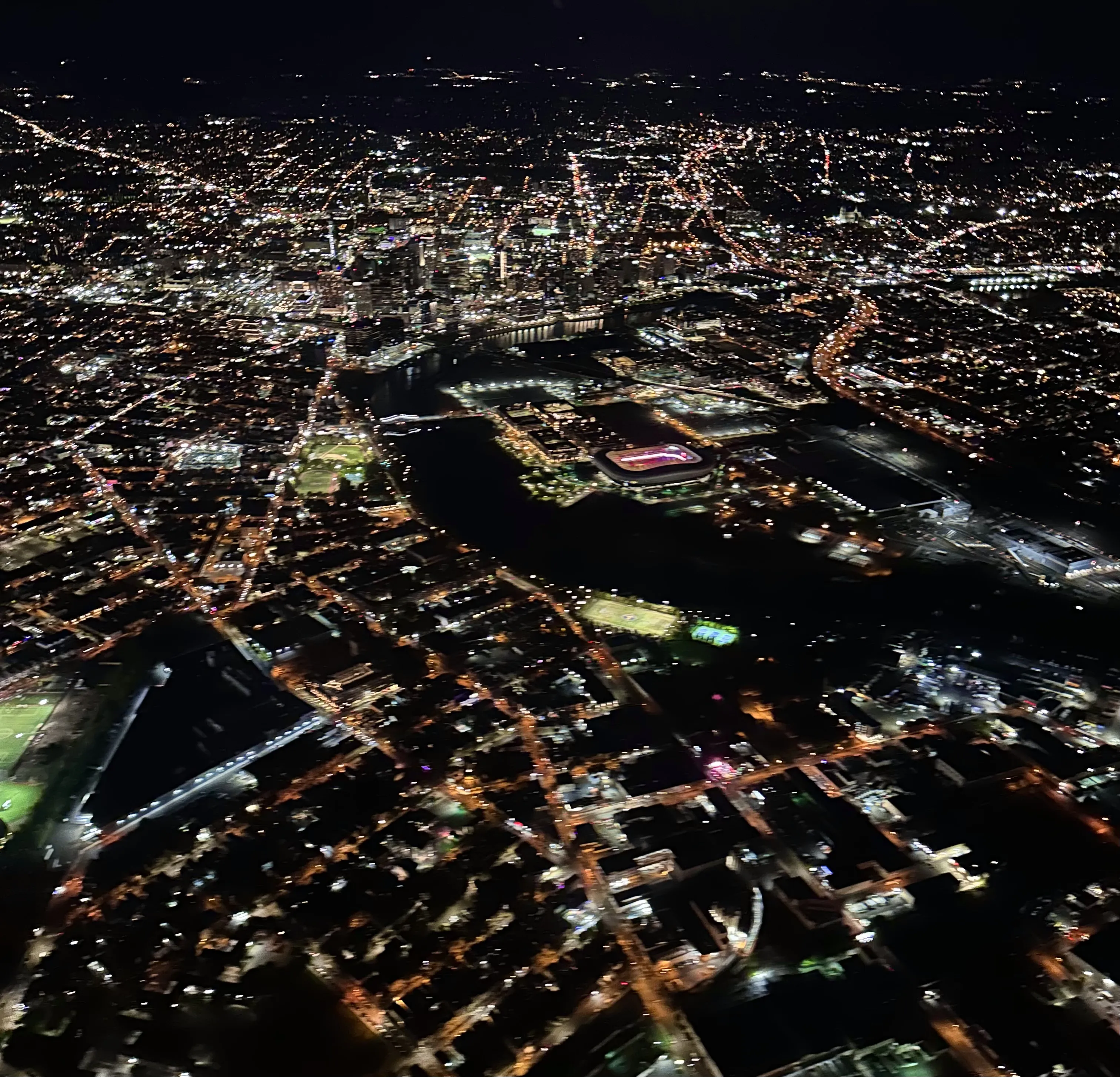 Night aerial view Newark