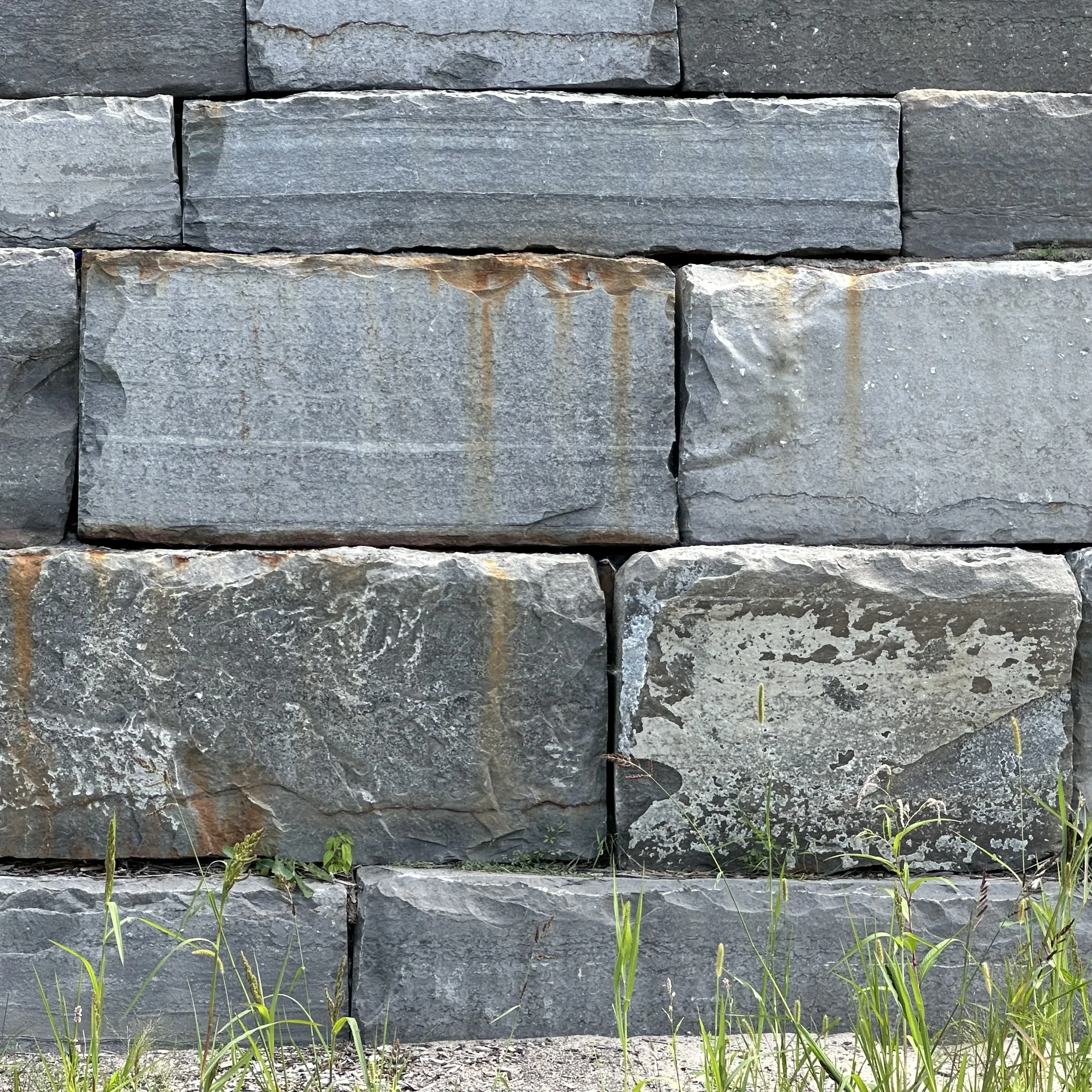 Massive stone block wall