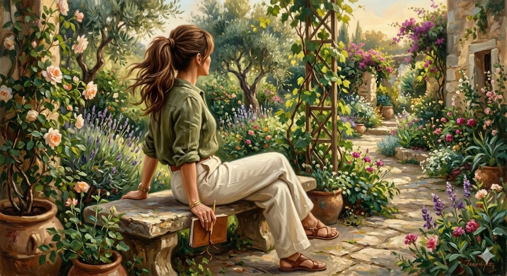 lady and garden