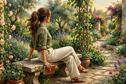 lady and garden jigsaw puzzle
