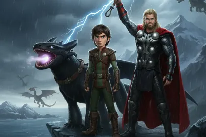 Hiccup, Toothless and Thor jigsaw puzzle