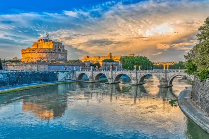 Castle Overlooking River Sunset jigsaw puzzle