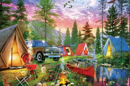 Camping art dusk jigsaw puzzle
