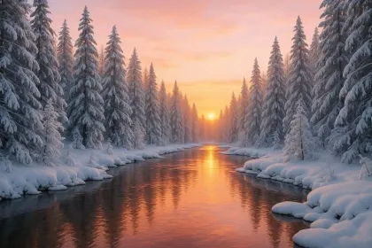 Winter Sunset in Forest jigsaw puzzle