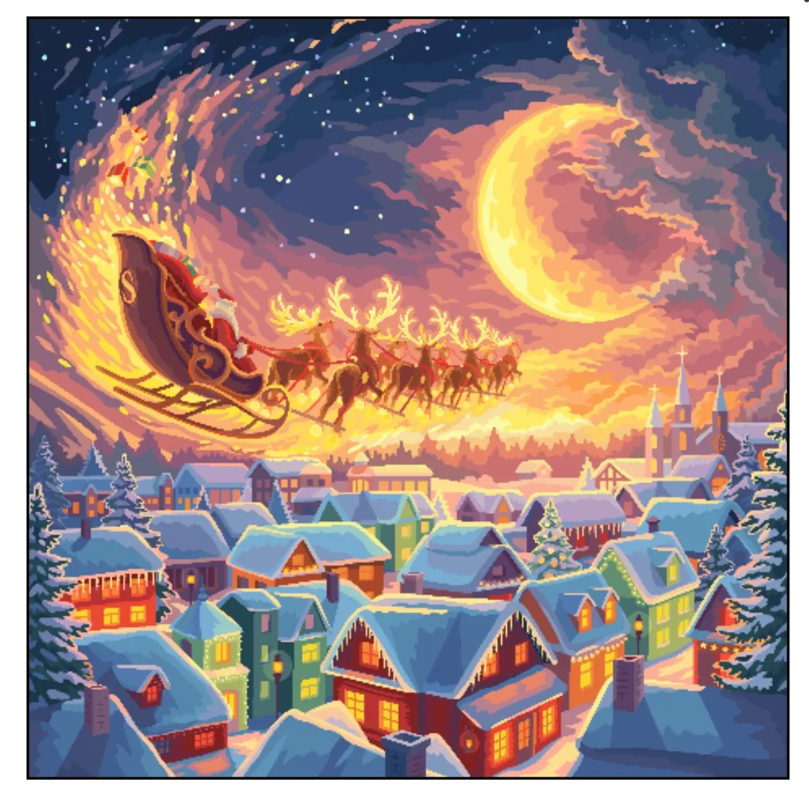 Santa and Sleigh- Happy Color