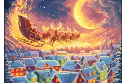Santa and Sleigh- Happy Color jigsaw puzzle