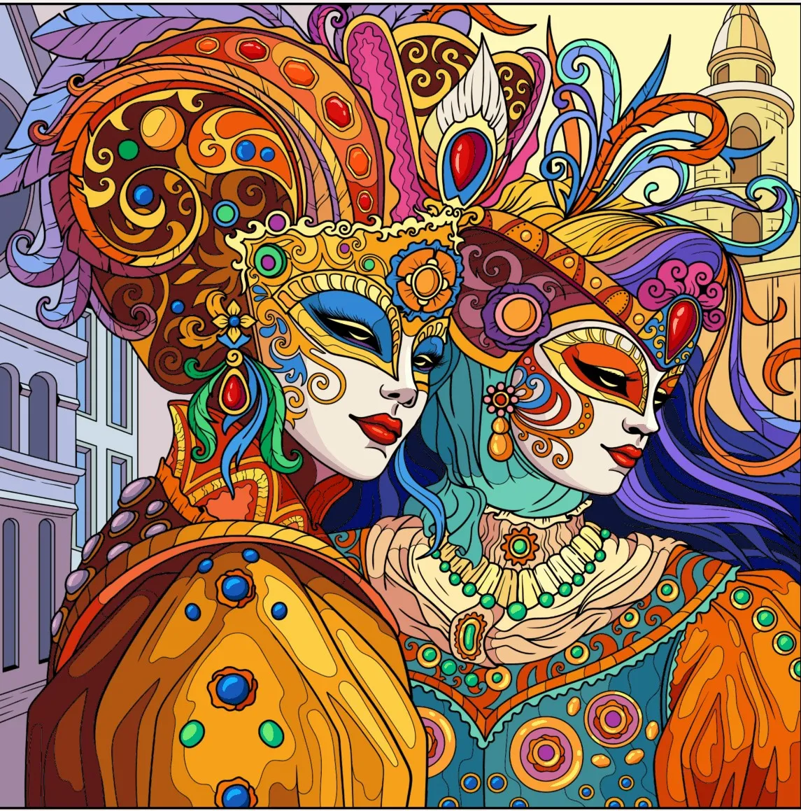 Ladies in costume-Happy Color