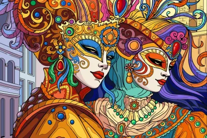 Ladies in costume-Happy Color jigsaw puzzle