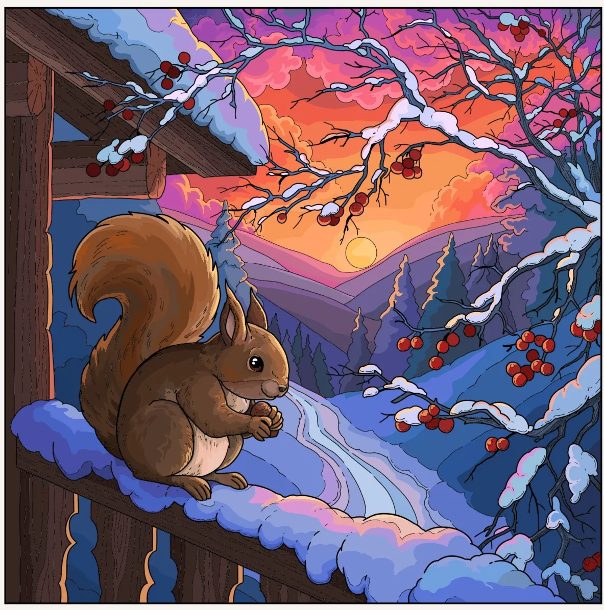 Winter squirrel- Happy Color