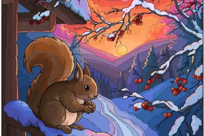 Winter squirrel- Happy Color jigsaw puzzle