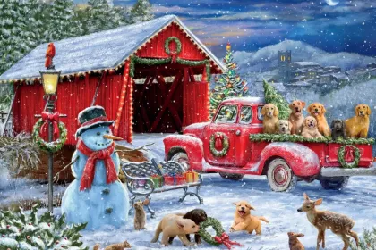 Covered Bridge Pups jigsaw puzzle
