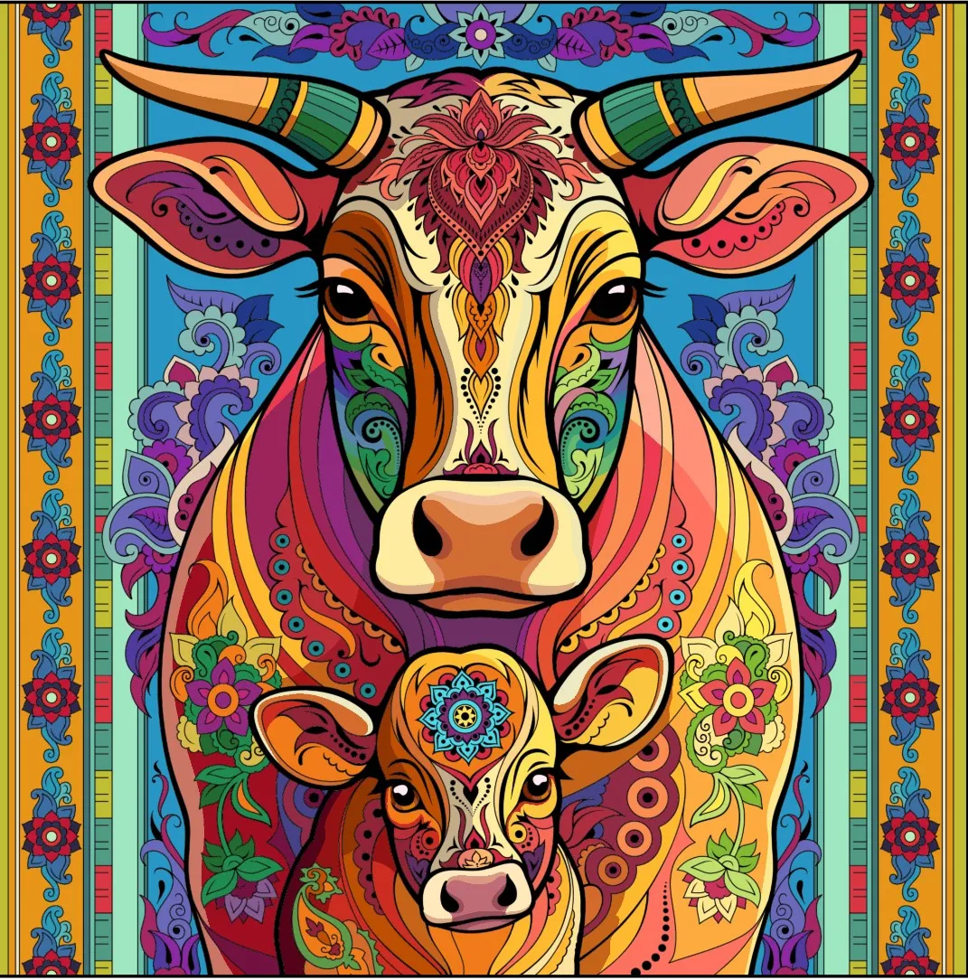 Festive Bull-Happy Color