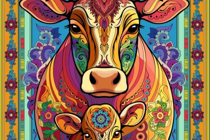 Festive Bull-Happy Color jigsaw puzzle