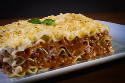 Lasagna with basil garnish jigsaw puzzle