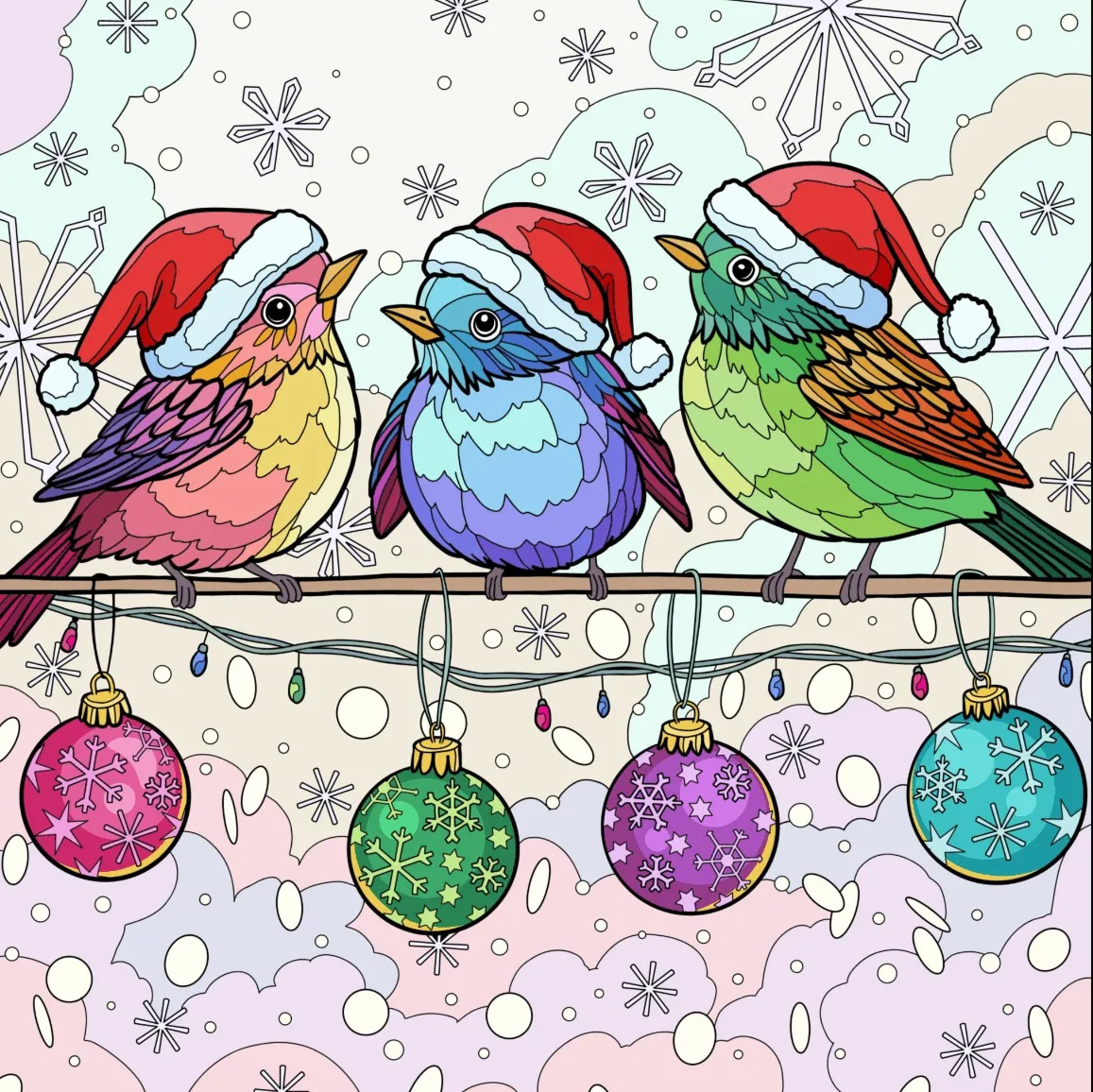 Christmas Birds- Happy Color