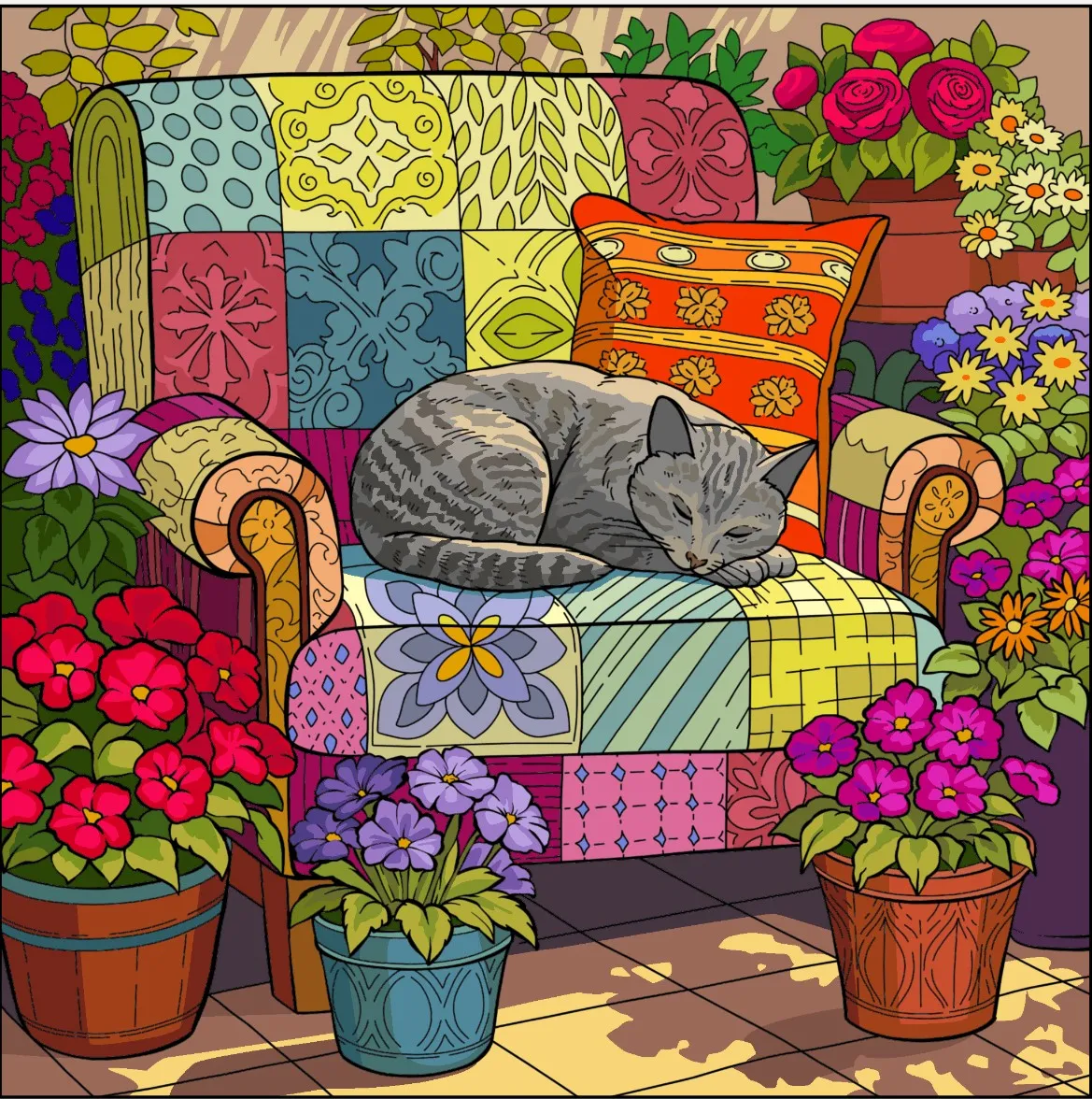 Kitty Napping- Happy Color