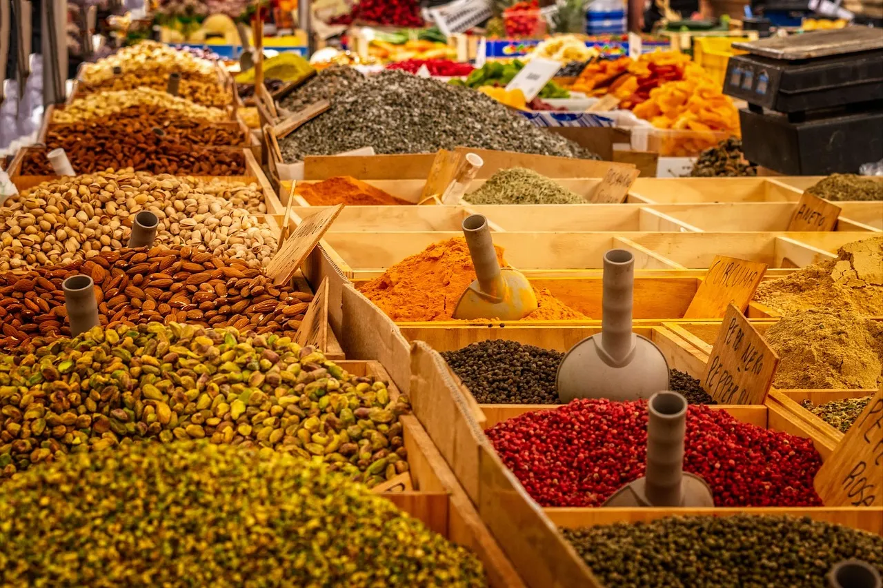 Market Spices and Herbs Display
