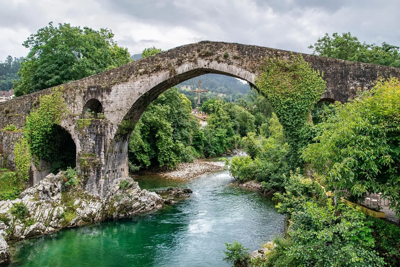 Ancient Stone Bridge Over River