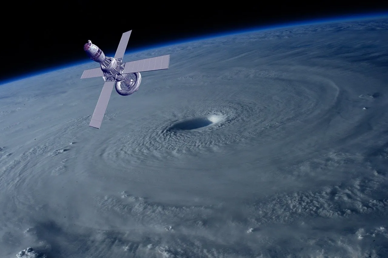 Satellite over Earth's storm