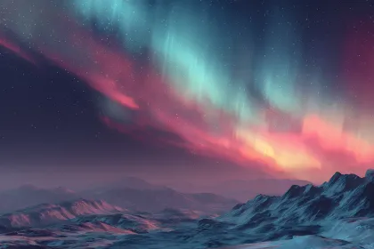 Jigsaw puzzle of Aurora Over Snowy Peaks