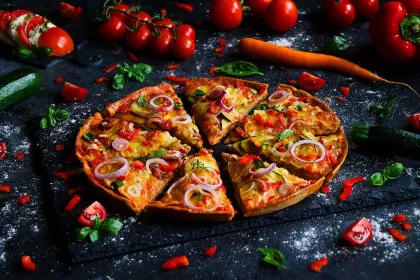 Jigsaw puzzle of Vegetable Pizza with Fresh Ingredients