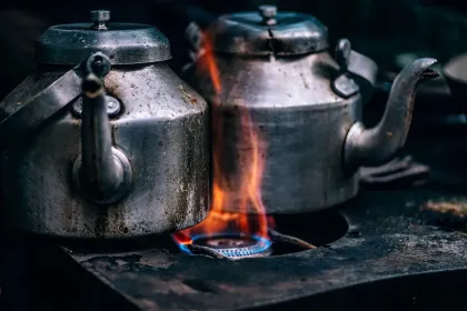 Jigsaw puzzle of Cooking Kettles on Fire