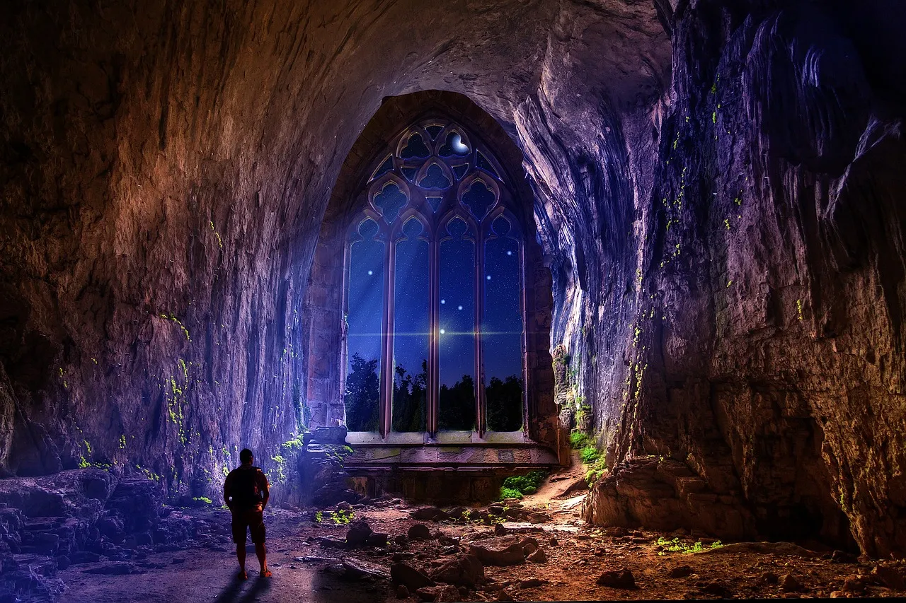 Cave with Gothic window