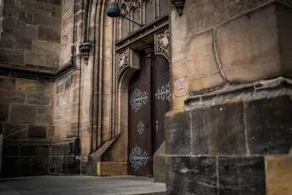 Church Entrance with Snowflakes