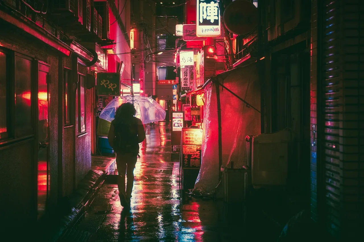 Neon Alley Rainy Night