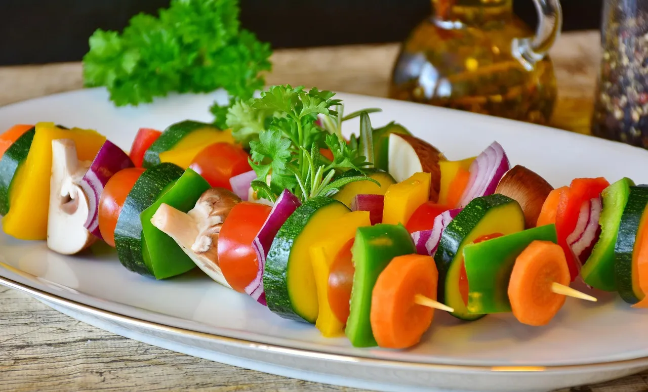 Colorful Veggie Skewers Platter