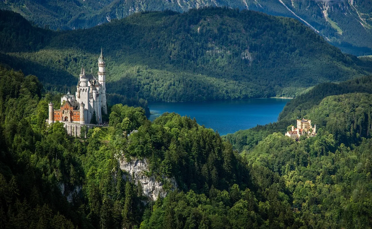 Castle in mountain landscape