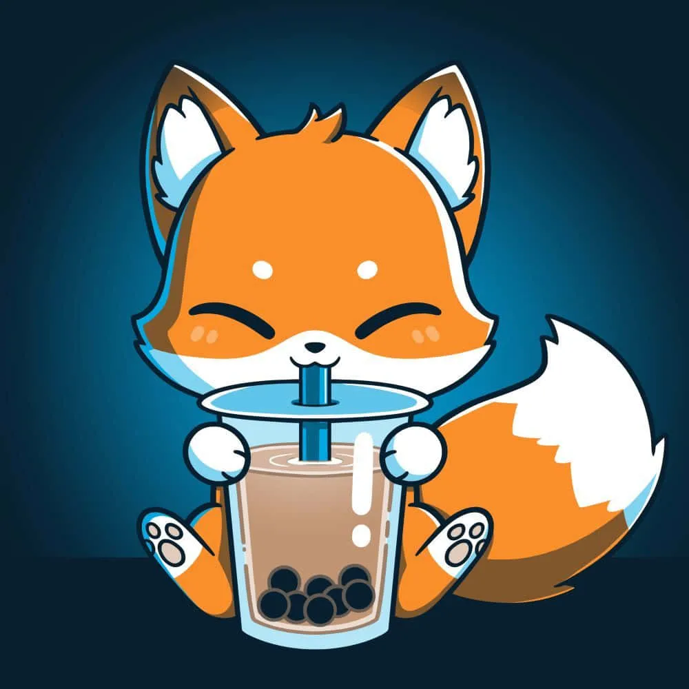 E.g. a fox drinking some boba