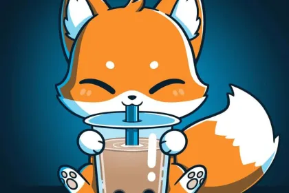 E.g. a fox drinking some boba jigsaw puzzle