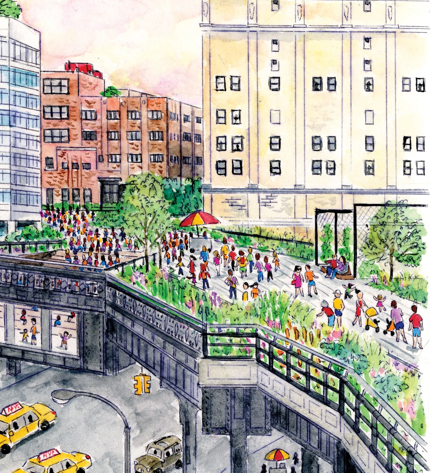 Strolling above the city