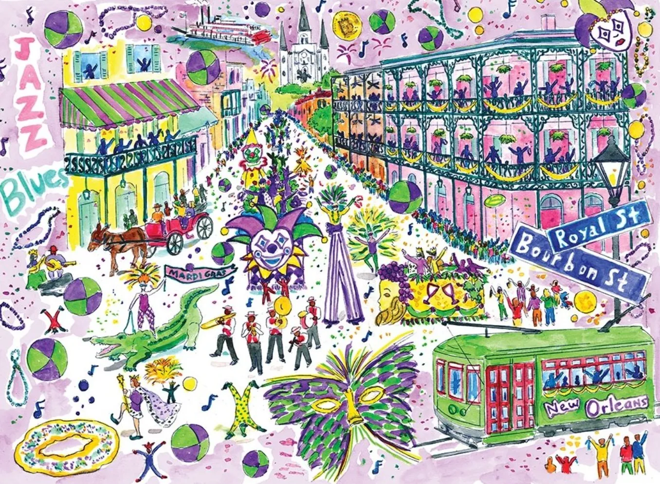 Bourbon Street during Mardi Gras
