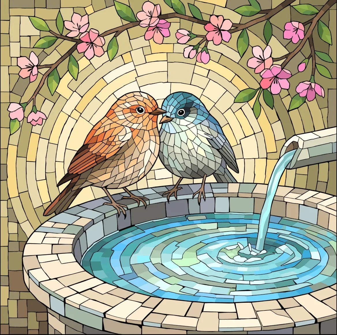 BIRD BATH MOSAIC