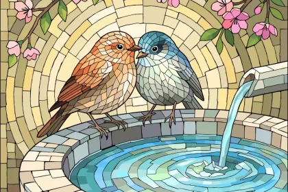 BIRD BATH MOSAIC jigsaw puzzle