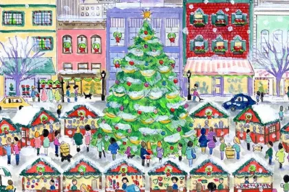 snowy market jigsaw puzzle