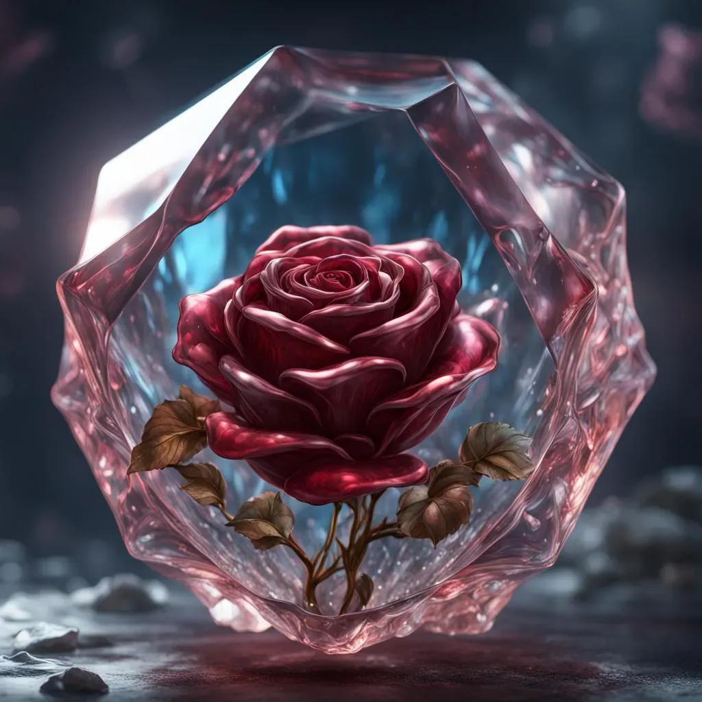 e.g. A rose trapped in the glass