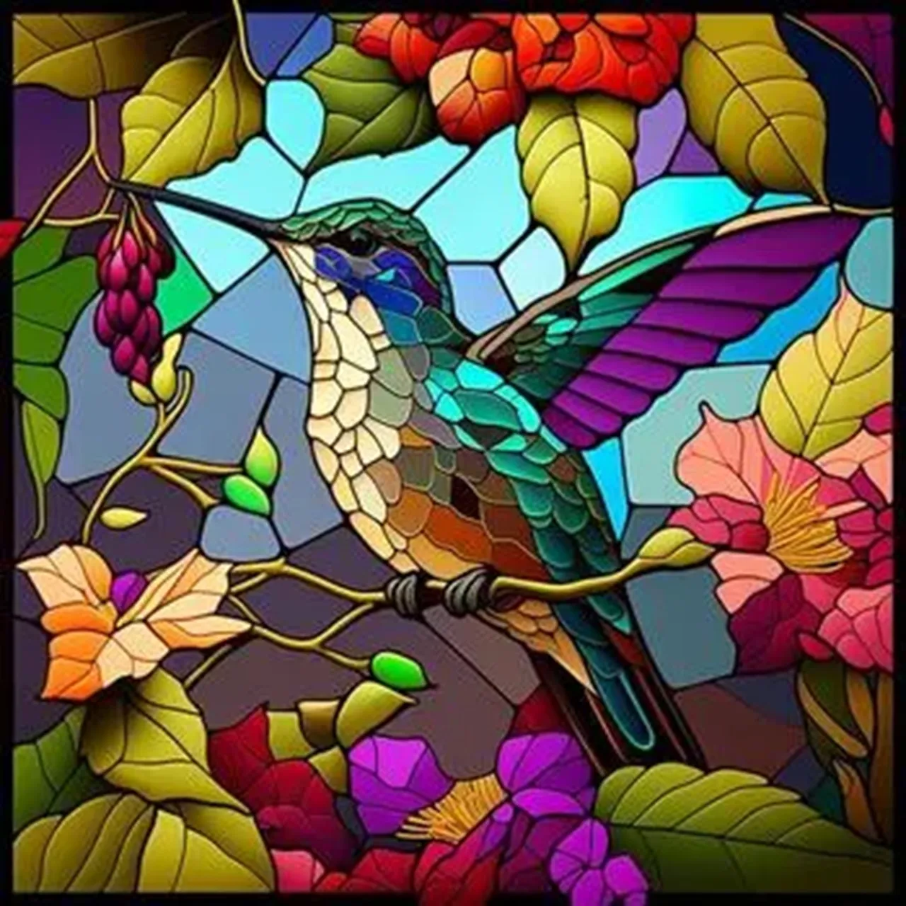 Stained Glass Hummingbird