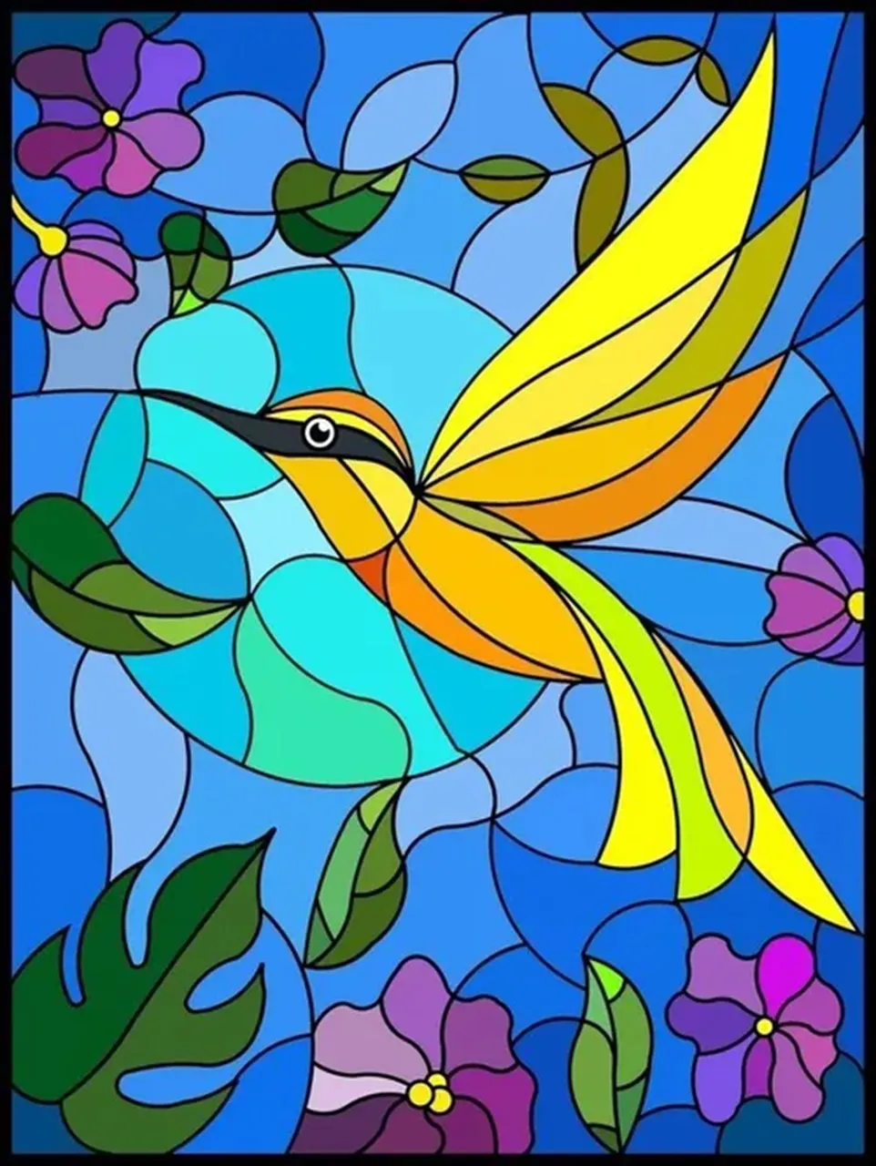 Stained Glass Yellow Bird