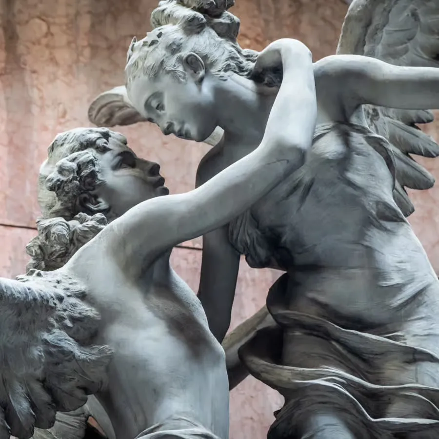 Angel statues gazing at each other