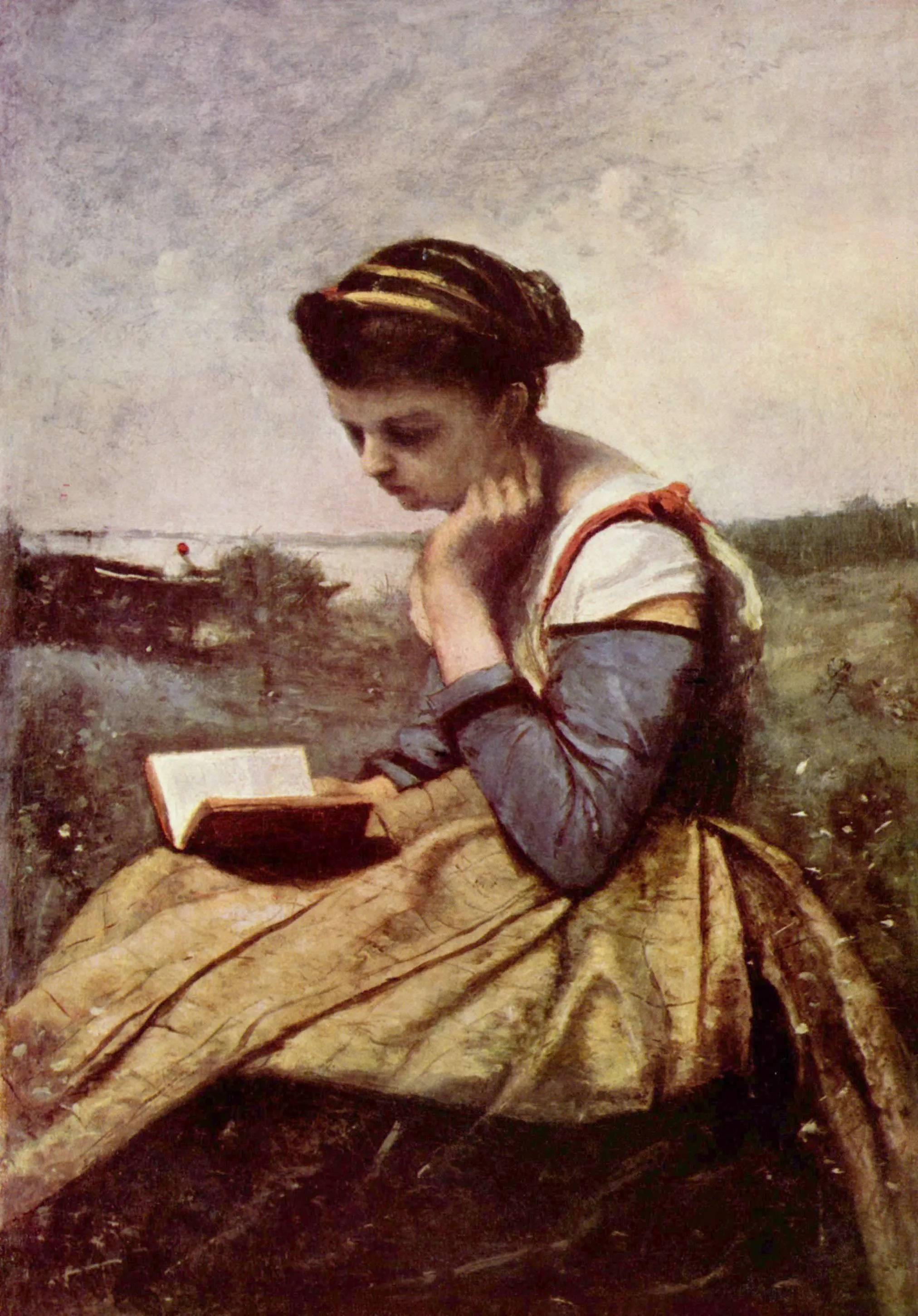 Woman Reading in a Landscape by Camille Corot, c. 1869
