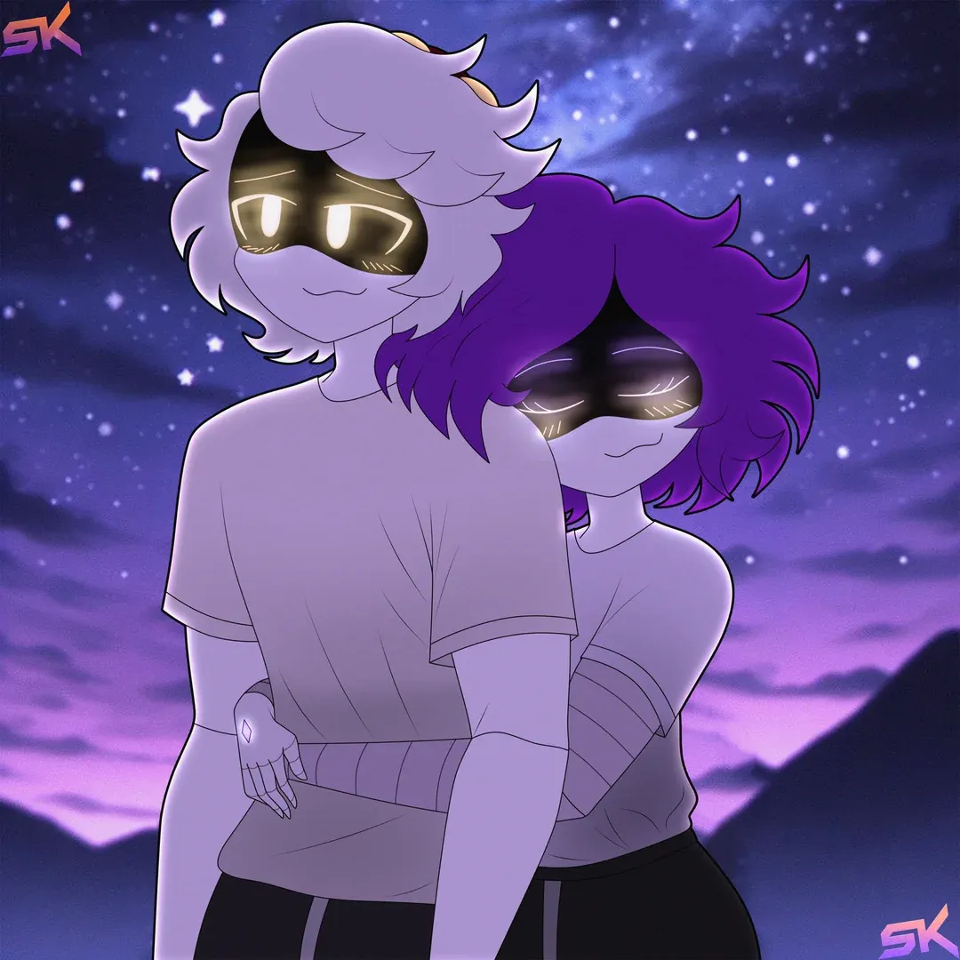 e.g. N and Uzi cuddling each other