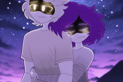 e.g. N and Uzi cuddling each other jigsaw puzzle