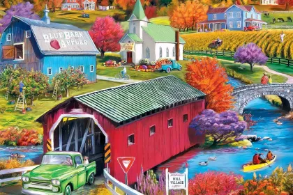 Hill Village Covered Bridge jigsaw puzzle