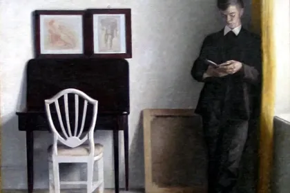 Interior with Young Man Reading by Vilhelm Hammershoi, 1898 jigsaw puzzle