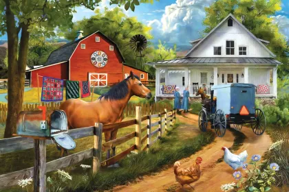 Visiting Neighbors farm jigsaw puzzle